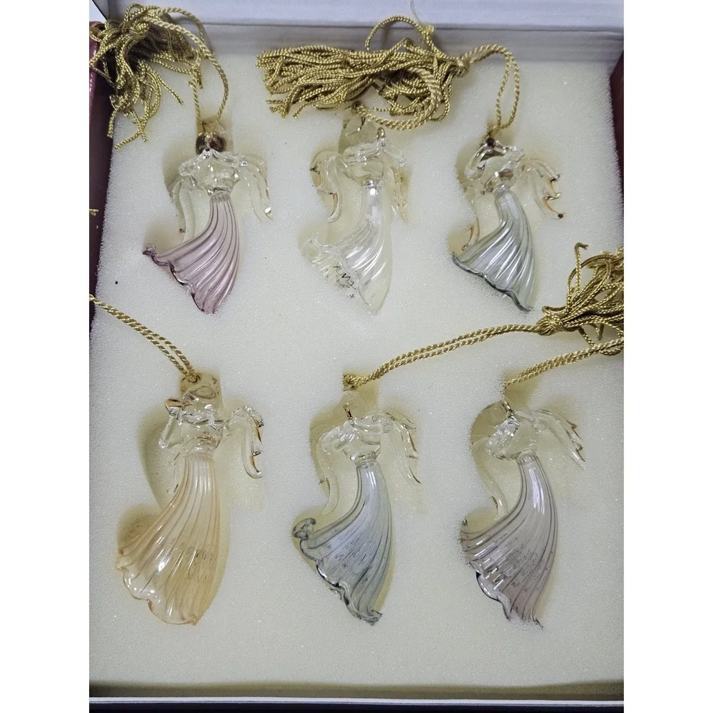 Lenox Blown Glass Angel Ornaments Assorted Colors Set of 6 Praying Crystal 3